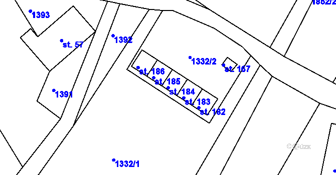Parcela st. 184 v KÚ Peřimov, Katastrální mapa