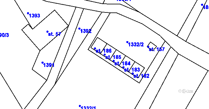 Parcela st. 185 v KÚ Peřimov, Katastrální mapa
