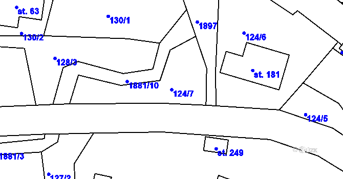 Parcela st. 124/7 v KÚ Peřimov, Katastrální mapa