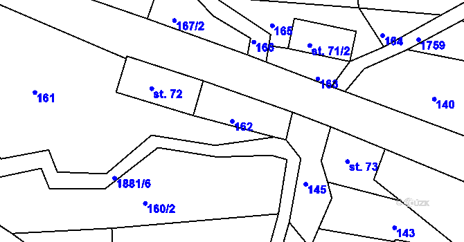 Parcela st. 162 v KÚ Peřimov, Katastrální mapa