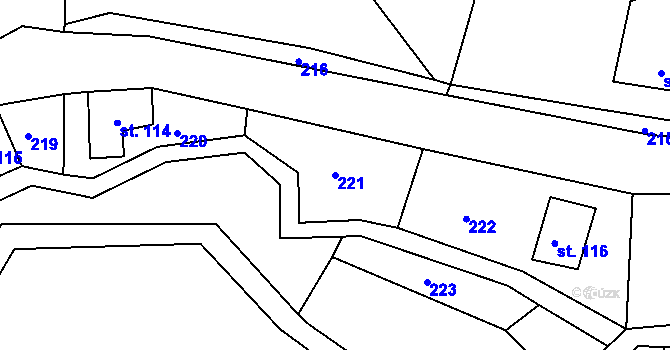 Parcela st. 221 v KÚ Peřimov, Katastrální mapa