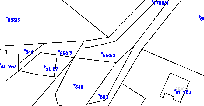 Parcela st. 550/3 v KÚ Peřimov, Katastrální mapa