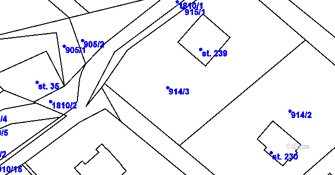 Parcela st. 914/3 v KÚ Peřimov, Katastrální mapa