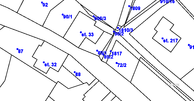 Parcela st. 89/1 v KÚ Peřimov, Katastrální mapa