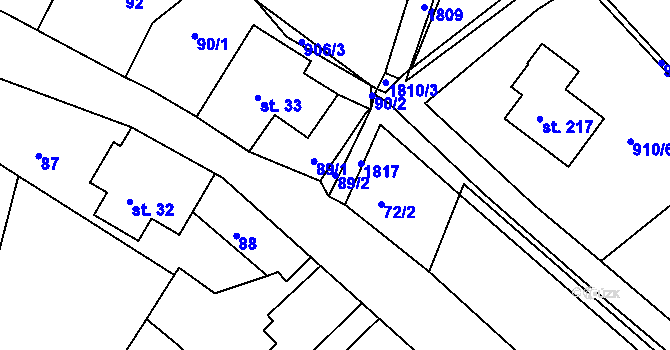 Parcela st. 89/2 v KÚ Peřimov, Katastrální mapa