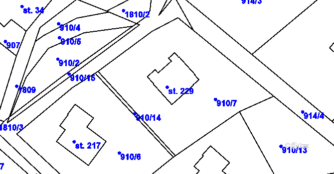 Parcela st. 229 v KÚ Peřimov, Katastrální mapa