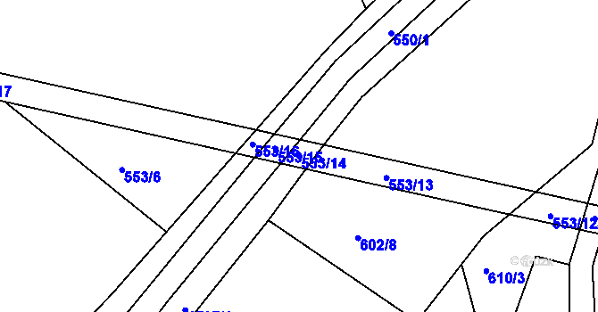 Parcela st. 553/14 v KÚ Peřimov, Katastrální mapa
