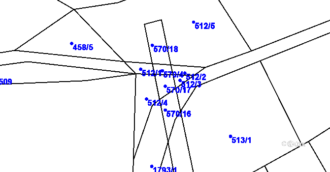 Parcela st. 570/17 v KÚ Peřimov, Katastrální mapa