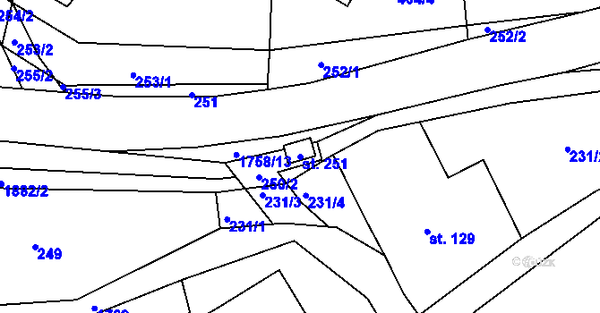 Parcela st. 251 v KÚ Peřimov, Katastrální mapa