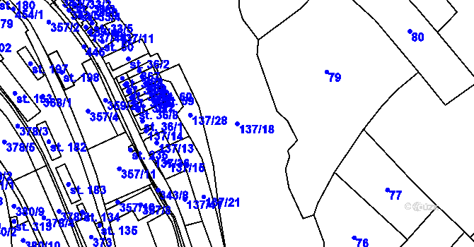 Parcela st. 137/18 v KÚ Pětikozly, Katastrální mapa