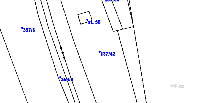 Parcela st. 137/42 v KÚ Pětikozly, Katastrální mapa