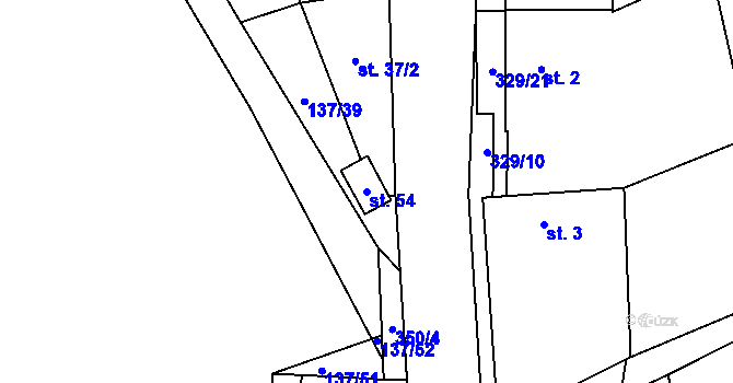 Parcela st. 54 v KÚ Pětikozly, Katastrální mapa