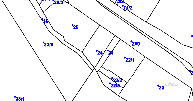 Parcela st. 24 v KÚ Pětipsy, Katastrální mapa