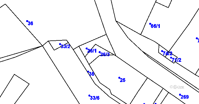 Parcela st. 26/3 v KÚ Pětipsy, Katastrální mapa