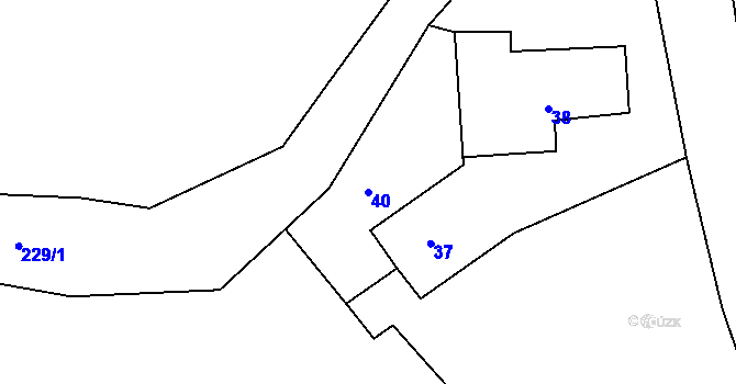 Parcela st. 40 v KÚ Pětipsy, Katastrální mapa