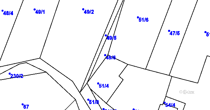 Parcela st. 49/6 v KÚ Pětipsy, Katastrální mapa
