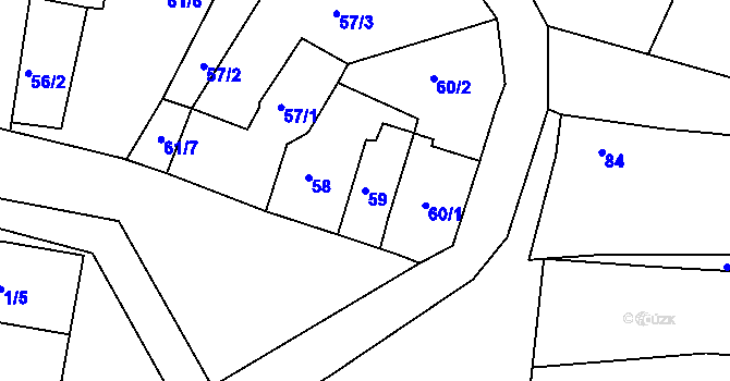 Parcela st. 59 v KÚ Pětipsy, Katastrální mapa