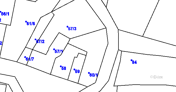 Parcela st. 60/2 v KÚ Pětipsy, Katastrální mapa