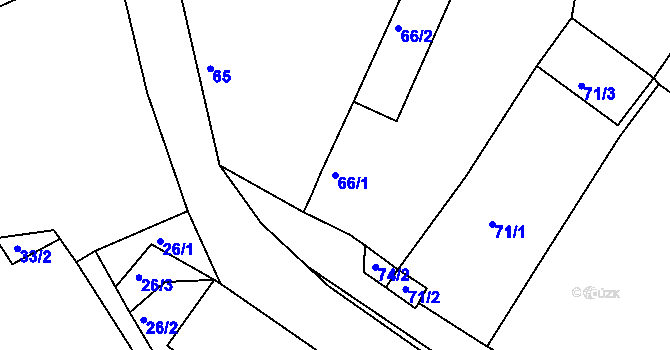 Parcela st. 66/1 v KÚ Pětipsy, Katastrální mapa