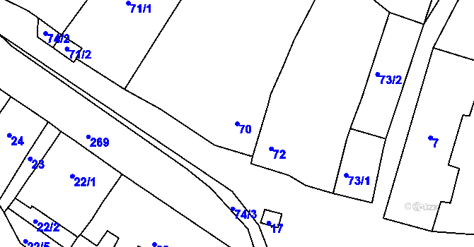 Parcela st. 70 v KÚ Pětipsy, Katastrální mapa