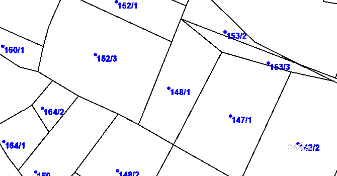 Parcela st. 148/1 v KÚ Pětipsy, Katastrální mapa