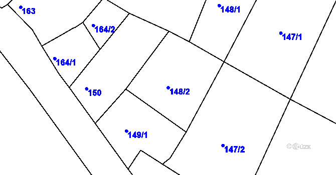 Parcela st. 148/2 v KÚ Pětipsy, Katastrální mapa