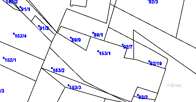 Parcela st. 153/1 v KÚ Pětipsy, Katastrální mapa