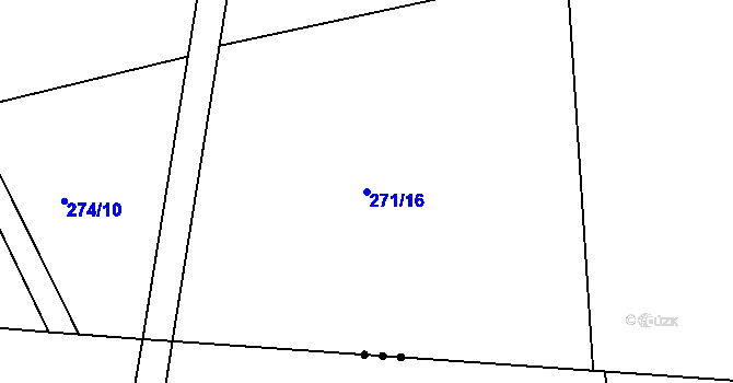 Parcela st. 271/16 v KÚ Pětipsy, Katastrální mapa