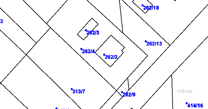 Parcela st. 262/2 v KÚ Račetice, Katastrální mapa