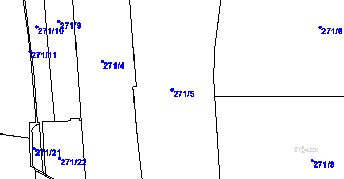 Parcela st. 271/5 v KÚ Račetice, Katastrální mapa