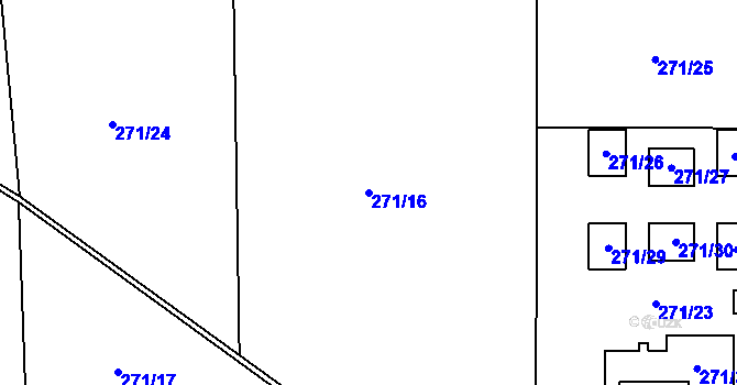 Parcela st. 271/16 v KÚ Račetice, Katastrální mapa