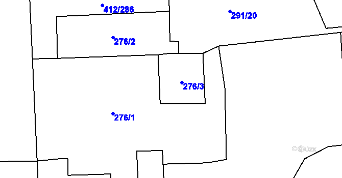Parcela st. 276/3 v KÚ Račetice, Katastrální mapa