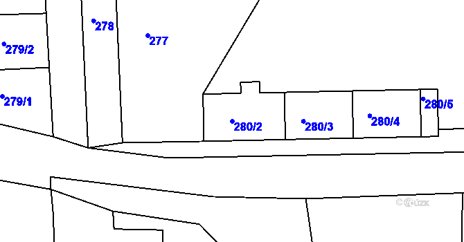 Parcela st. 280/2 v KÚ Račetice, Katastrální mapa
