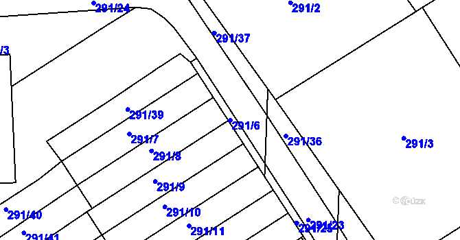 Parcela st. 291/6 v KÚ Račetice, Katastrální mapa