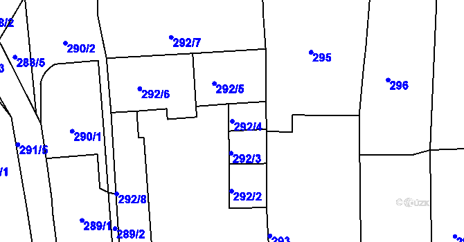 Parcela st. 292/4 v KÚ Račetice, Katastrální mapa