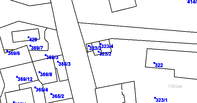 Parcela st. 323/2 v KÚ Račetice, Katastrální mapa