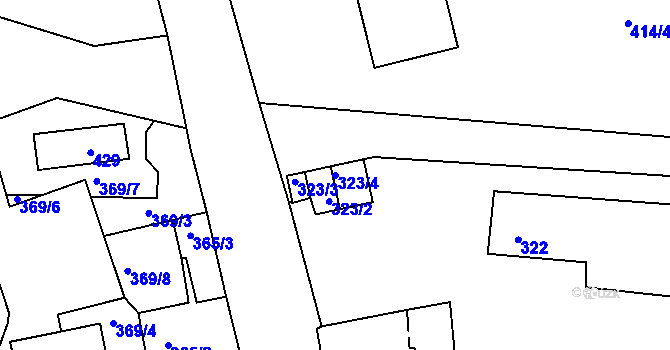 Parcela st. 323/4 v KÚ Račetice, Katastrální mapa