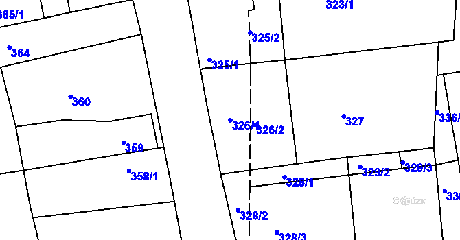 Parcela st. 326/1 v KÚ Račetice, Katastrální mapa