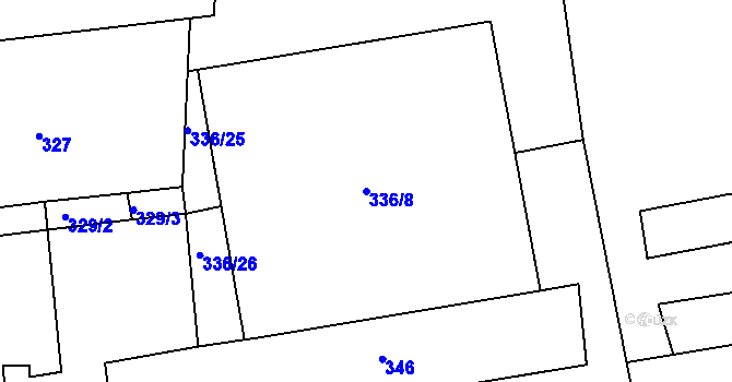 Parcela st. 336/8 v KÚ Račetice, Katastrální mapa