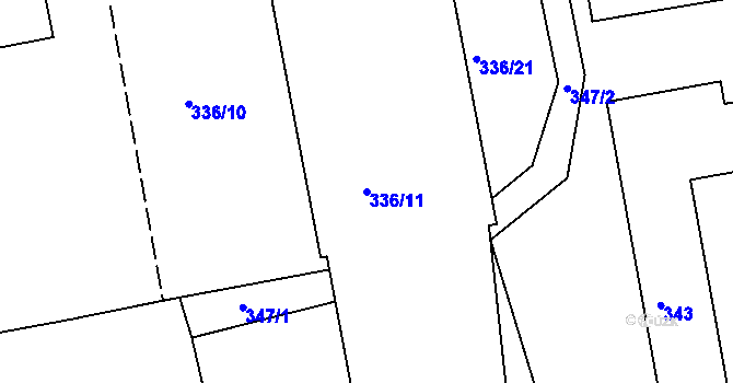 Parcela st. 336/11 v KÚ Račetice, Katastrální mapa