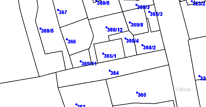 Parcela st. 365/1 v KÚ Račetice, Katastrální mapa