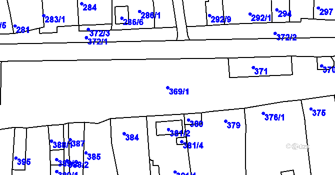 Parcela st. 369/1 v KÚ Račetice, Katastrální mapa