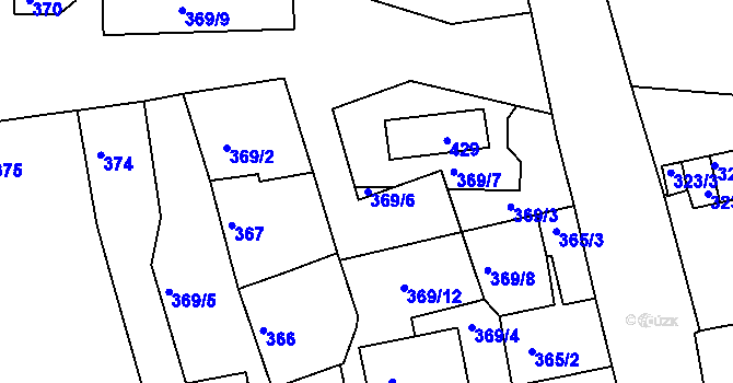 Parcela st. 369/6 v KÚ Račetice, Katastrální mapa