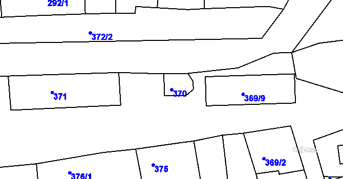 Parcela st. 370 v KÚ Račetice, Katastrální mapa
