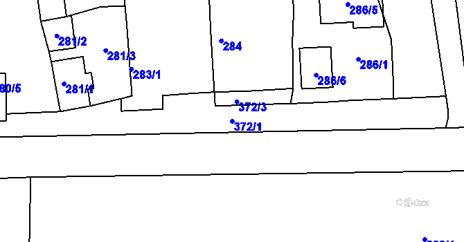 Parcela st. 372/1 v KÚ Račetice, Katastrální mapa