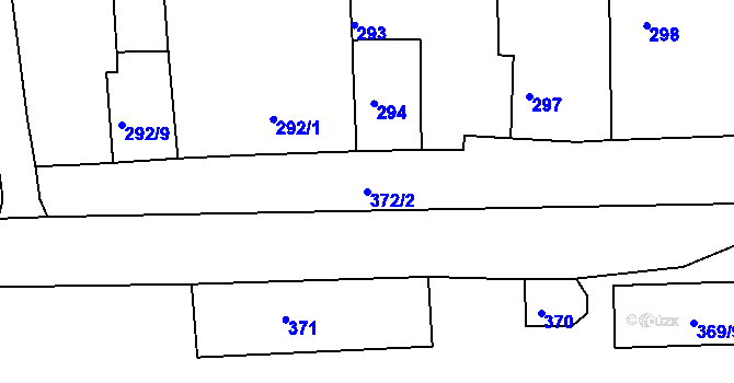 Parcela st. 372/2 v KÚ Račetice, Katastrální mapa