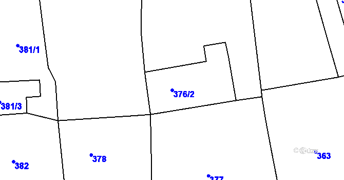 Parcela st. 376/2 v KÚ Račetice, Katastrální mapa