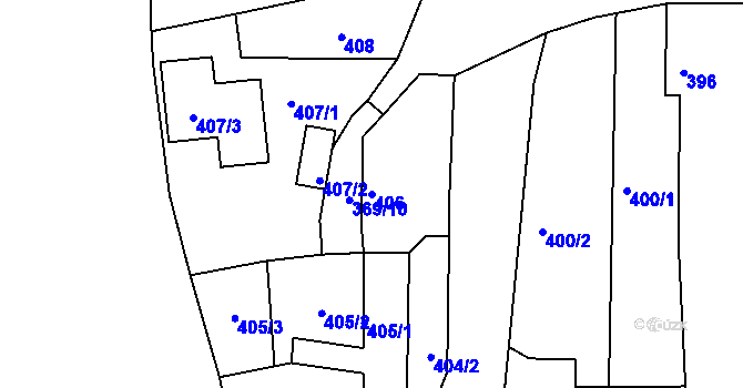 Parcela st. 406 v KÚ Račetice, Katastrální mapa