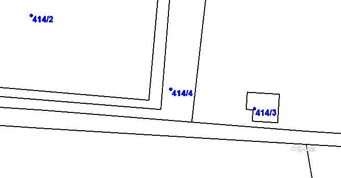 Parcela st. 414/4 v KÚ Račetice, Katastrální mapa