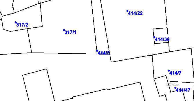 Parcela st. 414/5 v KÚ Račetice, Katastrální mapa